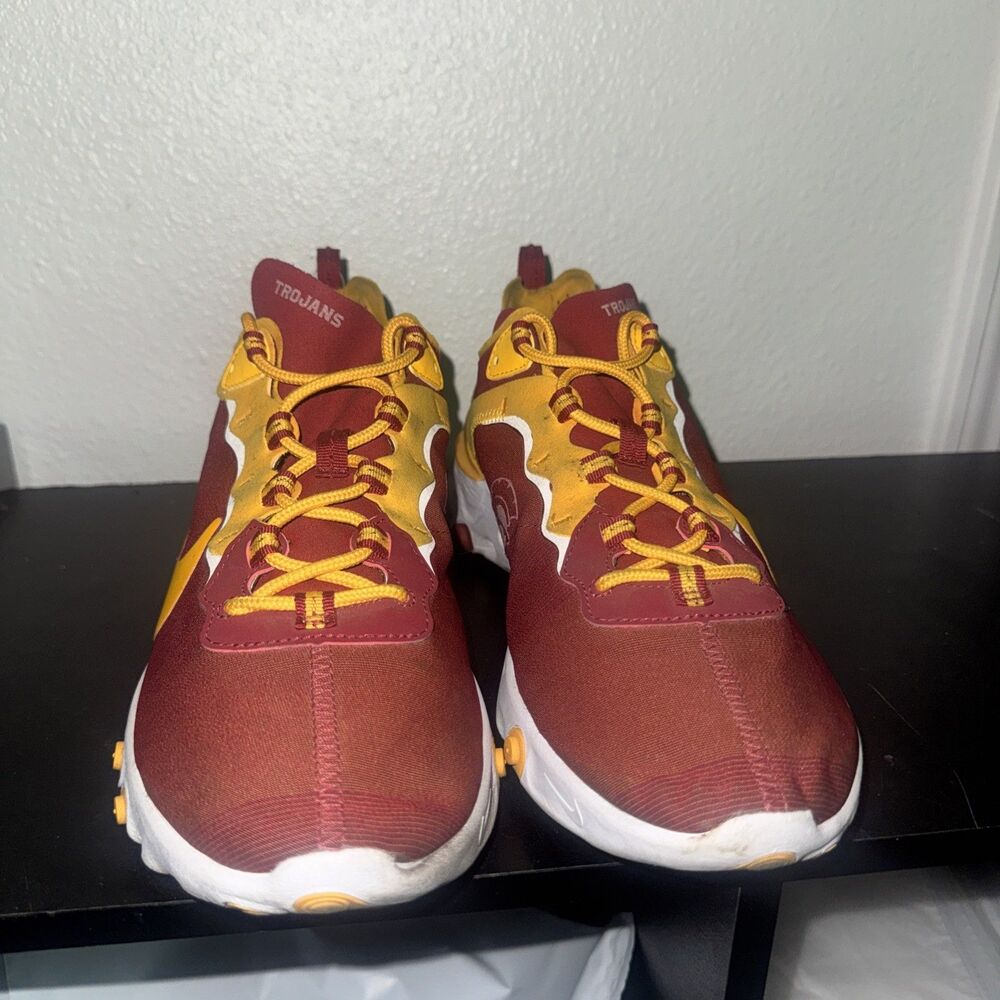 Nike React Element 55 USC Trojans Red Gold NCAA CK4853-600 Men's Size 10.5 - Picture 2 of 7